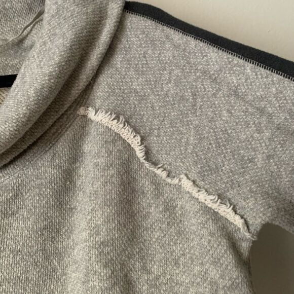 Free People grey sweater, black sleeve panels, cowl collar, distressed,ragged, S - Picture 5 of 8
